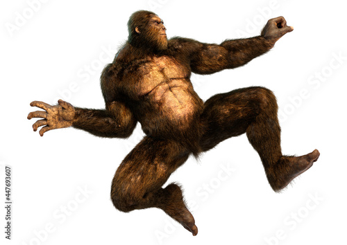 3D Rendering Sasquatch on White