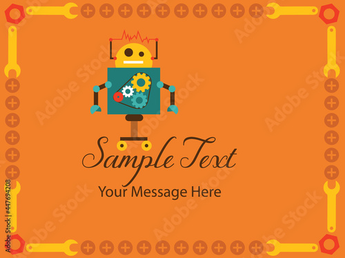 Kids Robot Illustration Vector Card Background