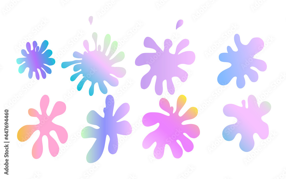 Abstract shapes with modern gradient isolated on white background. Magic slime collection. Vector.