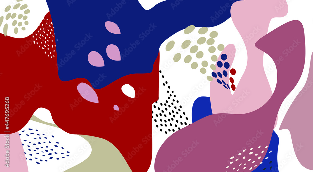 Abstract artistic geometric pattern with blots. Organic chaotic flowing shape textured background