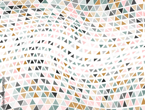 Fancy triangles halftone vector. Triangular elements transition banner background.