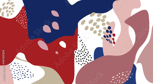 Abstract geometric pattern with droplets. Organic flowing forms drawn texture. Flourish orgnic abstract backdrop with chaotic dots, shapes. Hand drawn floral dotted background design