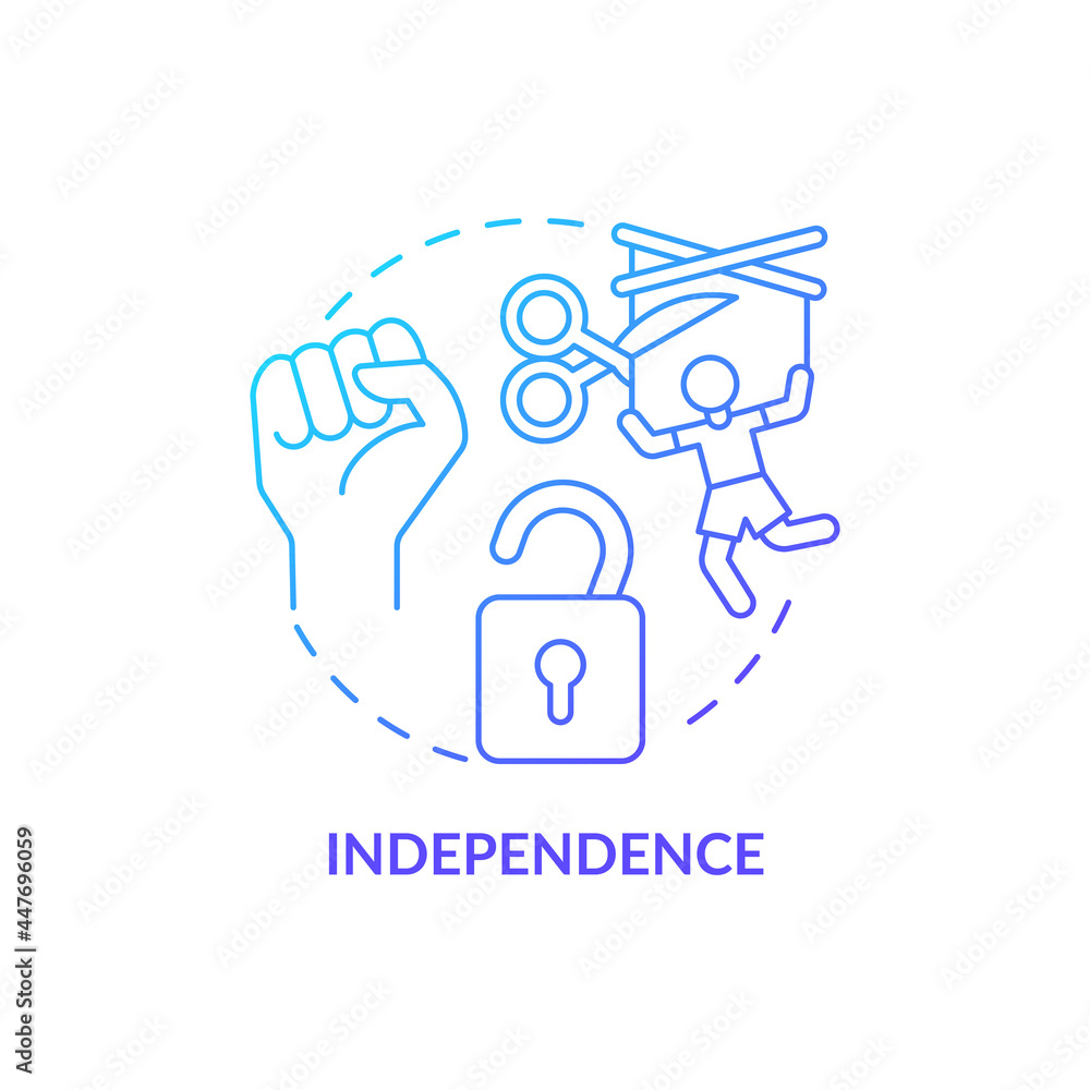 Independence and autonomy concept icon. Self government and responsibility. Coinfidence and humanitarian aid sovereignty abstract idea thin line illustration. Vector isolated outline color drawing. Independence and autonomy concept icon. Self government and responsibility. Coinfidence and humanitarian aid sovereignty abstract idea thin line illustration. Vector isolated outline color drawing.
