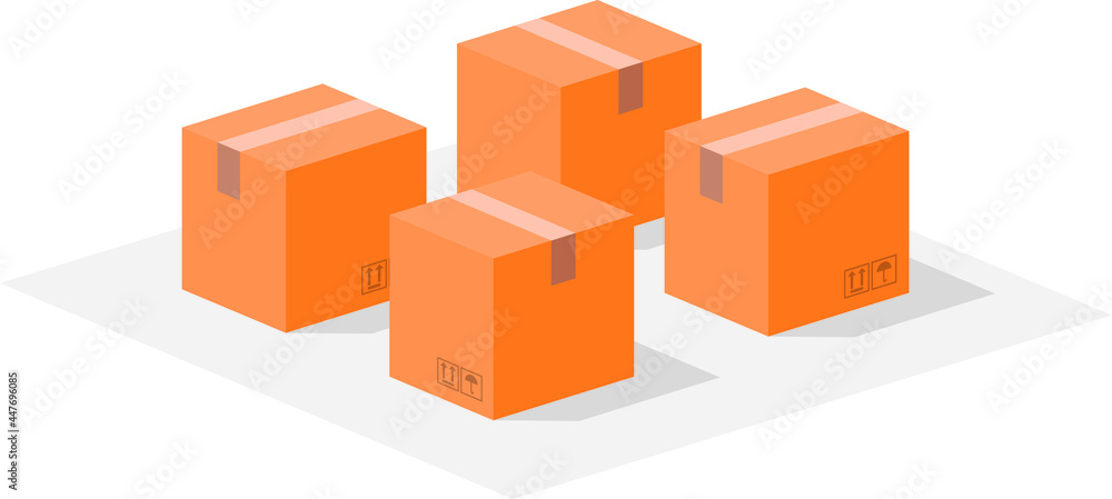 Small town of boxes. Urban packaging made with boxes and signs. Vector illustration of roads, highways and signs in the middle of the city of boxes. Small town of boxes. Urban packaging made with boxes and signs. Vector illustration of roads, highways and signs in the middle of the city of boxes.