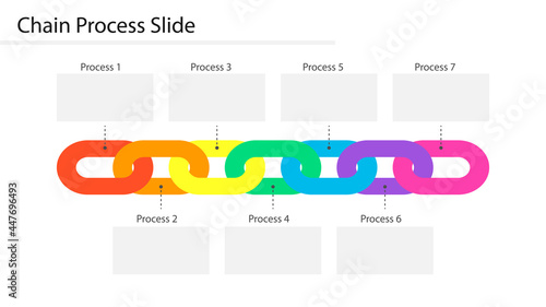 Chain Process slide template. Clipart image