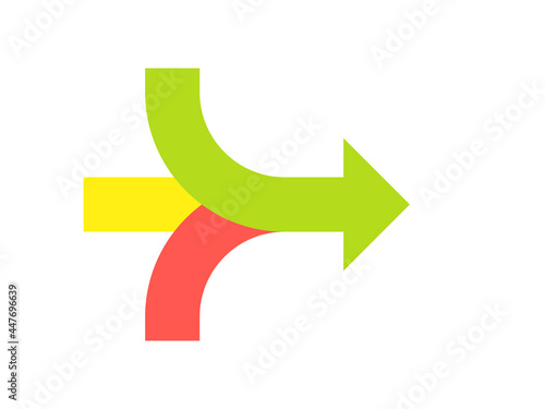 Three arrow merging icon. Clipart image isolated on white background photo