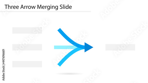 Three arrow merging slide template. Clipart image