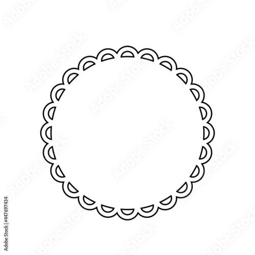 Scalloped circle outline icon. Clipart image isolated on white background