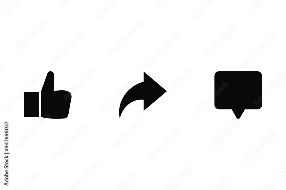 Abstract vector line icons design. Like, comment and share icon set. Social network signs on white background. color editable eps 10 Abstract vector line icons design. Like, comment and share icon set. Social network signs on white background. color editable eps 10