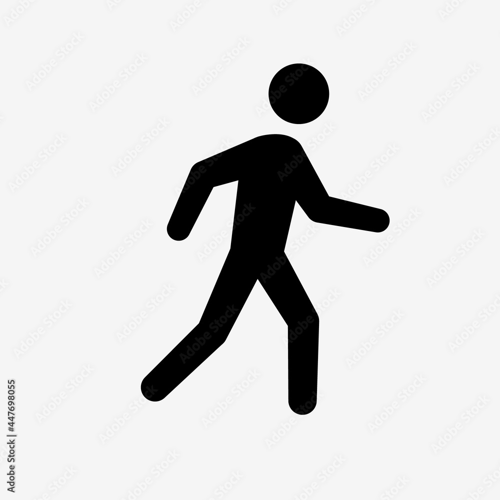 Walking stickman icon. Clipart image isolated on white background