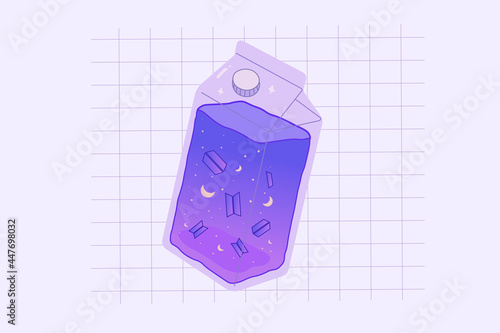 kawaii purple milk bottle vector