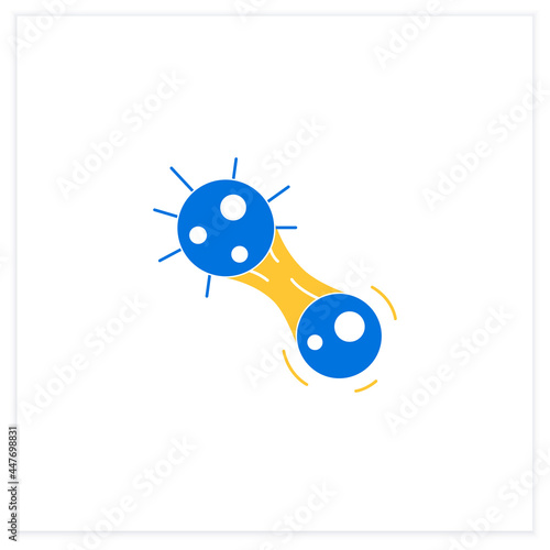Covid mutation flat icon. Virus evolution and molecule mitosis. Concept of infection disease strain mutation and changing. Vector illustration