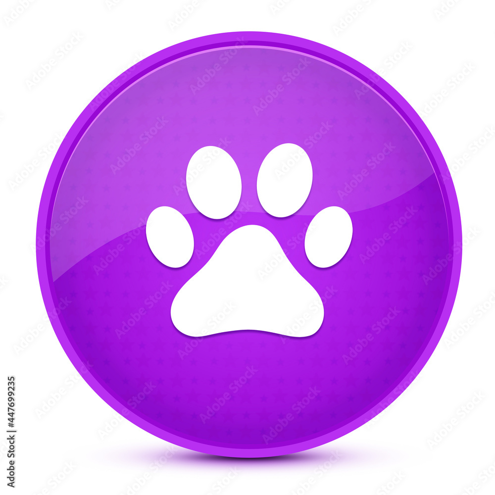 Dog or cat paw print aesthetic glossy purple round button abstract Dog or cat paw print aesthetic glossy purple round button abstract