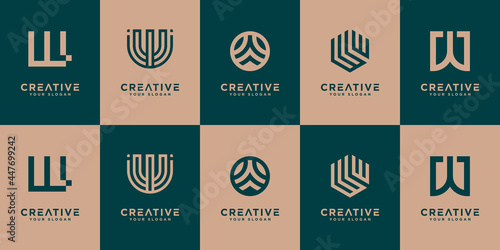 Set of creative monogram letter w logo design template. the logo can be used for brand identity.