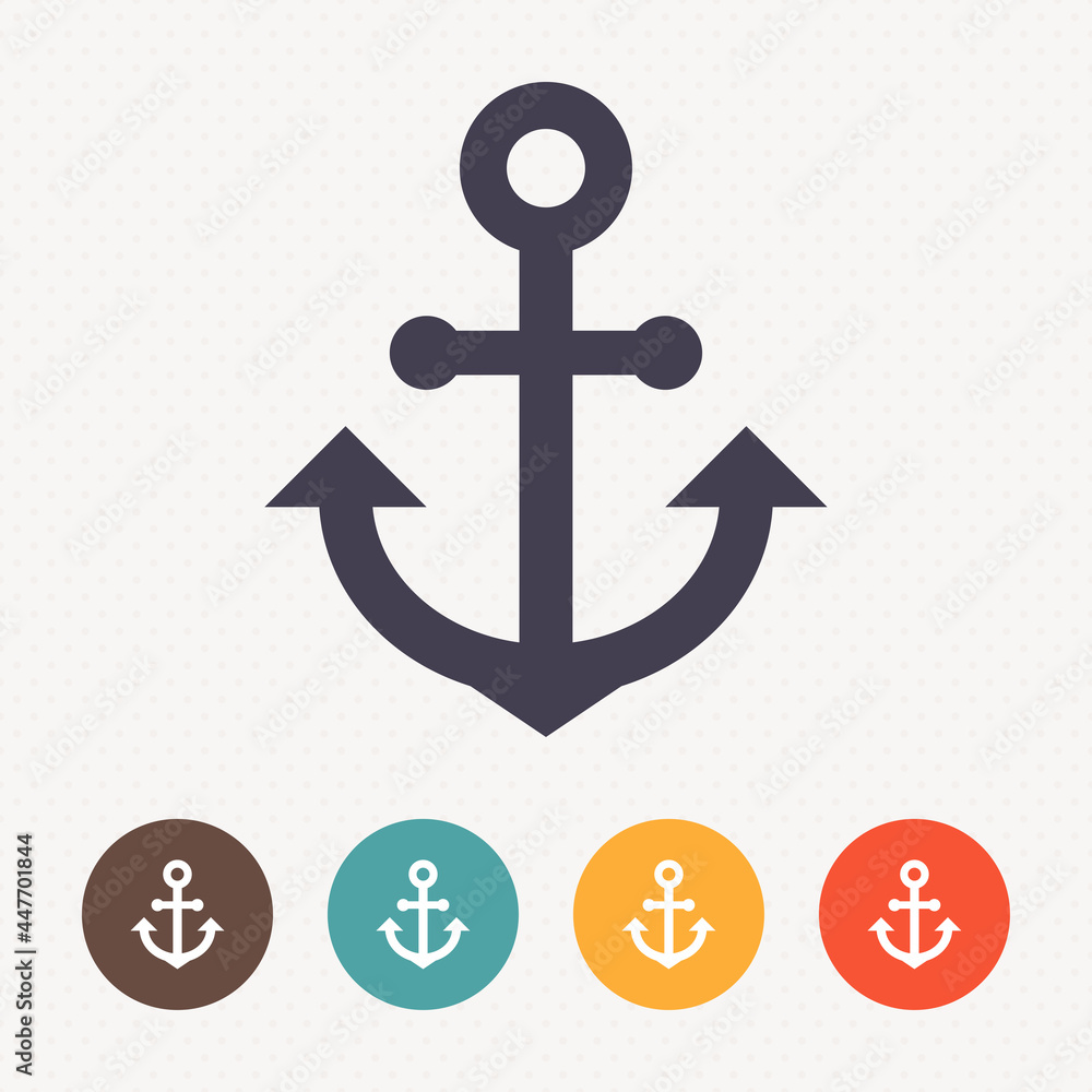 Ship anchor icon on dot pattern background Ship anchor icon on dot pattern background