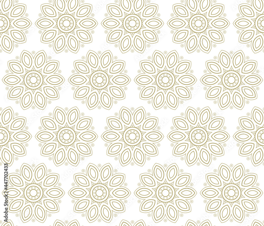 Geometric seamless pattern. Floral ornament on a white background. Modern vector illustrations for wallpapers, flyers, covers, banners, minimalistic ornaments, backgrounds.