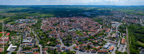 Aerial view of the city Bad Windsheim in Germany, Bavaria on a sunny spring day © GDMpro S.R.O