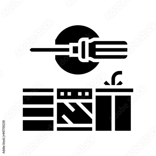 kitchen repair glyph icon vector. kitchen repair sign. isolated contour symbol black illustration