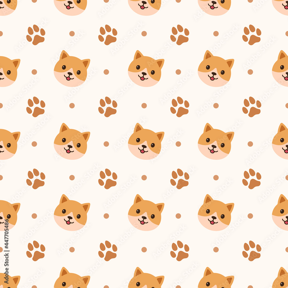 Fototapeta premium cute dog cartoon seamless pattern