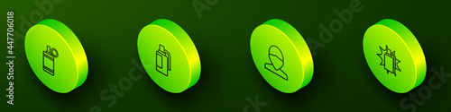 Set Isometric line Hand grenade, , Vandal and icon. Vector