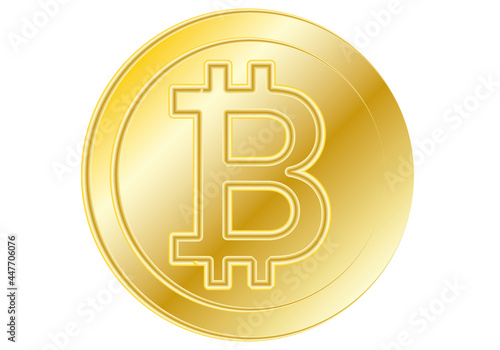 Criptomoneda de bitcoin dorada en fondo blanco.