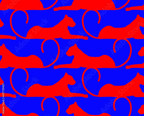 Photography Abstract Hand Drawing Leopard Cheetah Panther Cat Silhouette Seamless Vector Pat