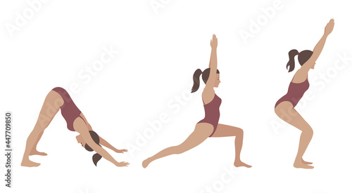 Yoga poses illustration.The woman is engaged in yoga.