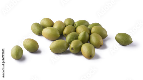 ceylon olives or wild olives, smooth oval shaped tropical fruit isolated on white background