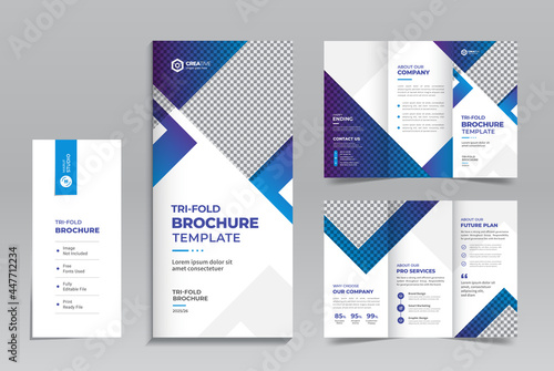 Creative and Modern Corporate Business Trifold Print Ready Brochure Template With Professional Abstract Vector Layout Design For Any Company