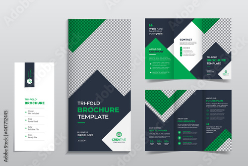 Creative and Modern Corporate Business Trifold Print Ready Brochure  Template With Professional Abstract  Vector Layout Design For Any Company