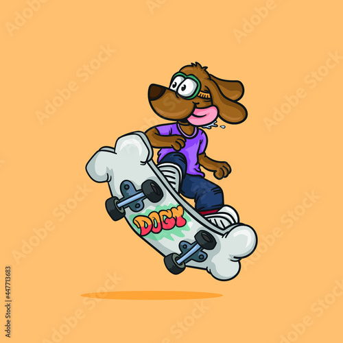 Cool Skater and dog vector design, cartoon style