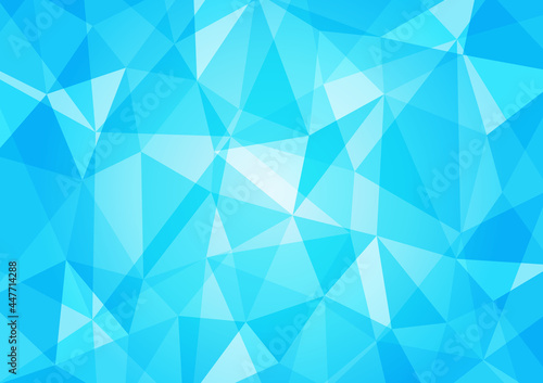 水色のポリゴン背景イラスト　幾何学模様　クリスタル　宝石　Polygonal background  light blue