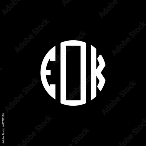 EOK letter logo design. EOK letter in circle shape. EOK Creative three letter logo. Logo with three letters. EOK circle logo. EOK letter vector design logo  photo