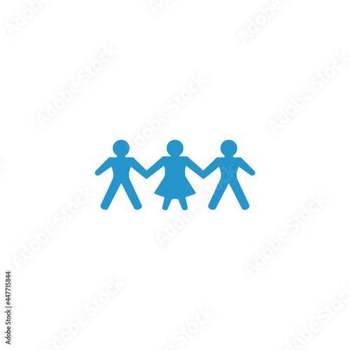 Silhouette of two man and woman between them  holding hands. logo vector icon illustration