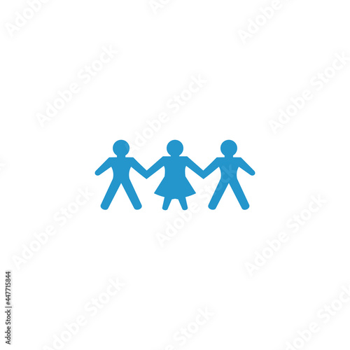 Silhouette of two man and woman between them, holding hands. logo vector icon illustration
