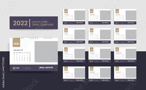 Clean and creative 2022 desk calendar design template for new year | 2022 New year planner or wall calendar template