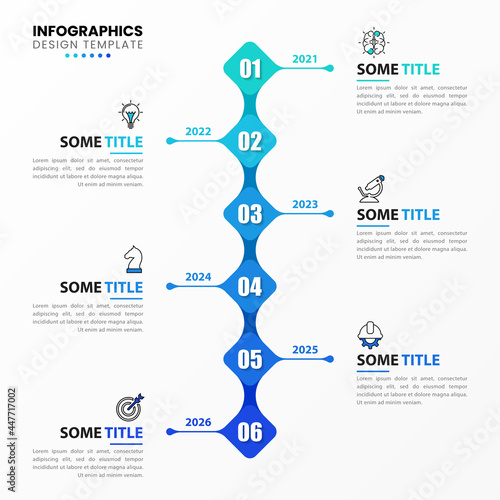 Infographic design template. Timeline concept with 6 steps