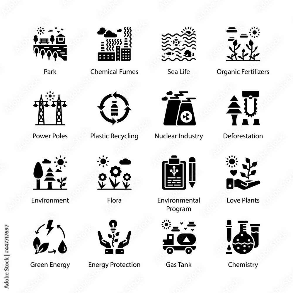 ECO and Bio Technology Glyph Icons - Solid, Vectors ECO and Bio Technology Glyph Icons - Solid, Vectors