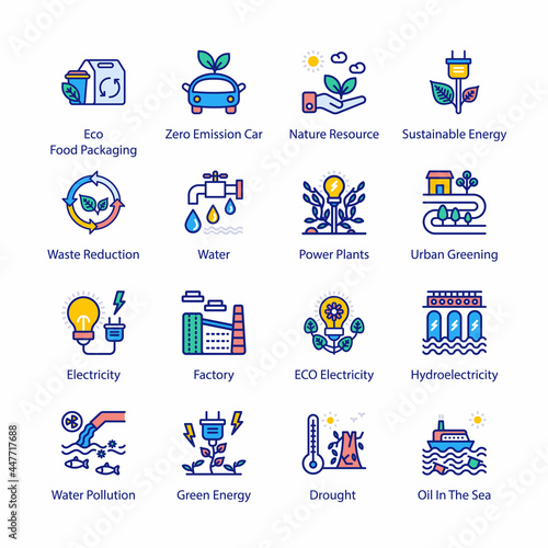 ECO and Bio Technology Filled Icons - Stroked, Vectors