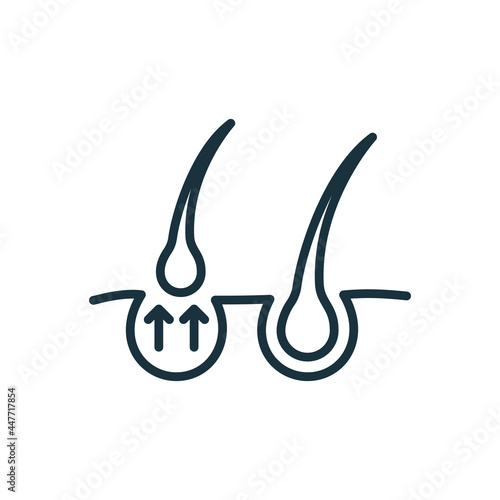 Concept of Hair Loss Line Icon. Hair Shedding Disease Linear Pictogram. Hair Fall Outline Icon. Editable Stroke. Isolated Vector Illustration
