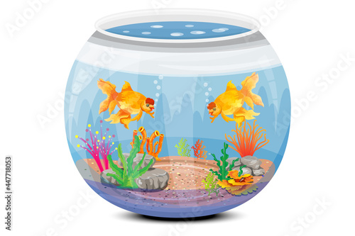 isolated goldfish in jar on white background vector design