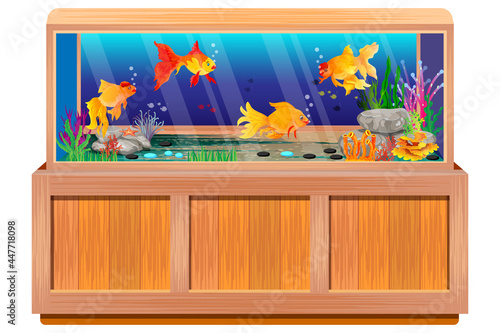 goldfish in the glass tank vector design