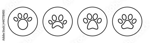 Paw icon set. paw print icon vector. dog or cat paw
