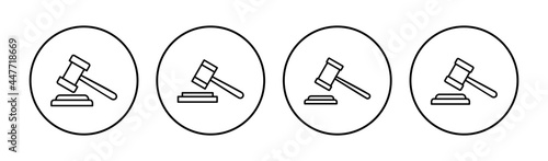 Gavel icon set. judge gavel icon vector. law icon vector. auction hammer