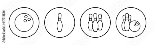 Bowling icon set. bowling ball and pin icon. bowling pins