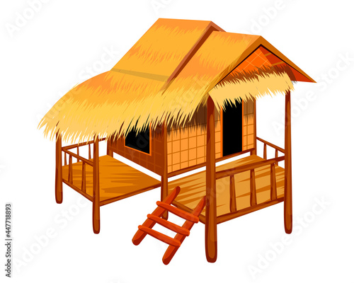 isolated straw hut on white background vector design