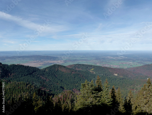Panorama view from Benediktenwand mountain in Bavaria  Germany
