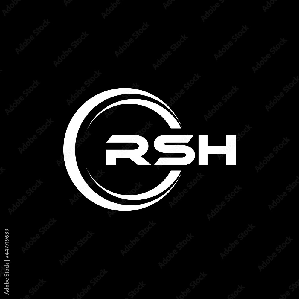 RSH letter logo design with black background in illustrator, vector