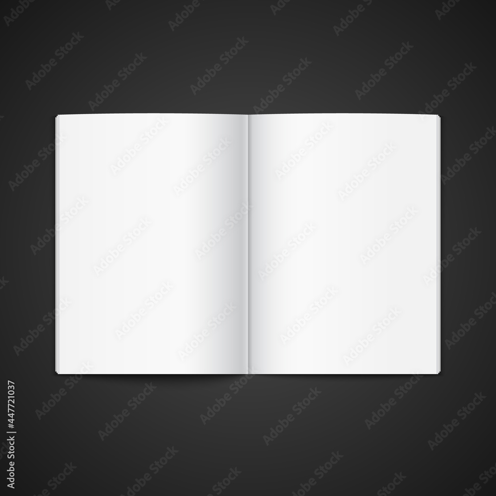 Blank opened magazine template. Open book page clean booklet or magazine template background Blank opened magazine template. Open book page clean booklet or magazine template background