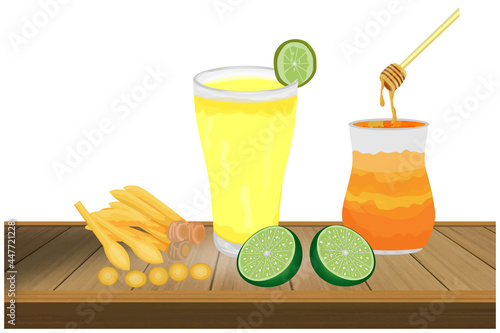Kaempferia juice mixed with lemon and honey vector design